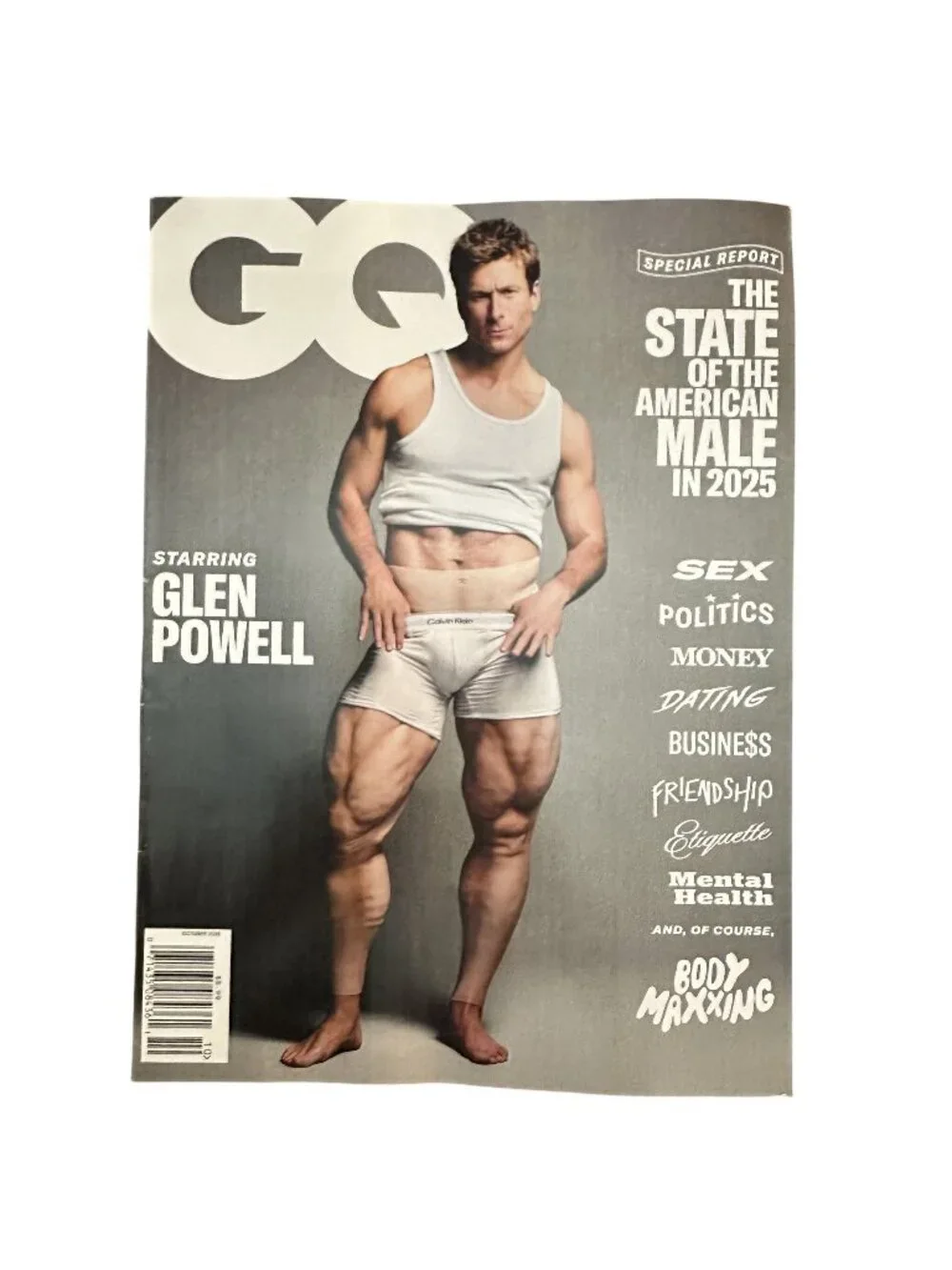 GQ Magazine October 2025 Glen Powell State of the American Male Body Maxxing
